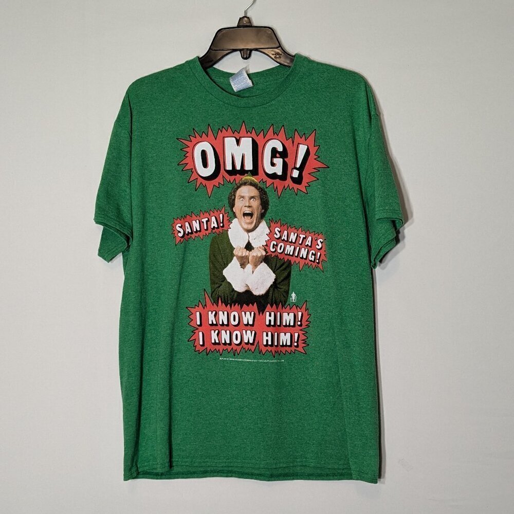 ELF Movie Green Christmas Holiday Short Sleeve T-Shirt; Unisex Size L